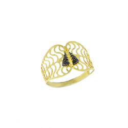 Anel Nsra. Aparecida Mimo com Zirc�nias em Ouro 18 Kilates - 22877